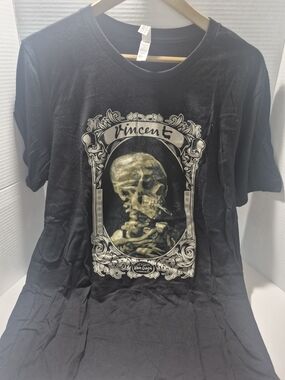 Abella Black Short Sleeve Graphic Tee with Gold Skull Print